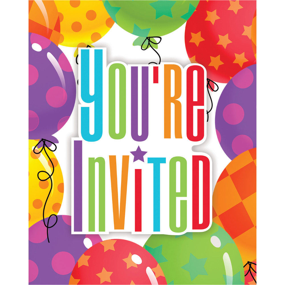 Balloon Patterns Invitations (8ct)