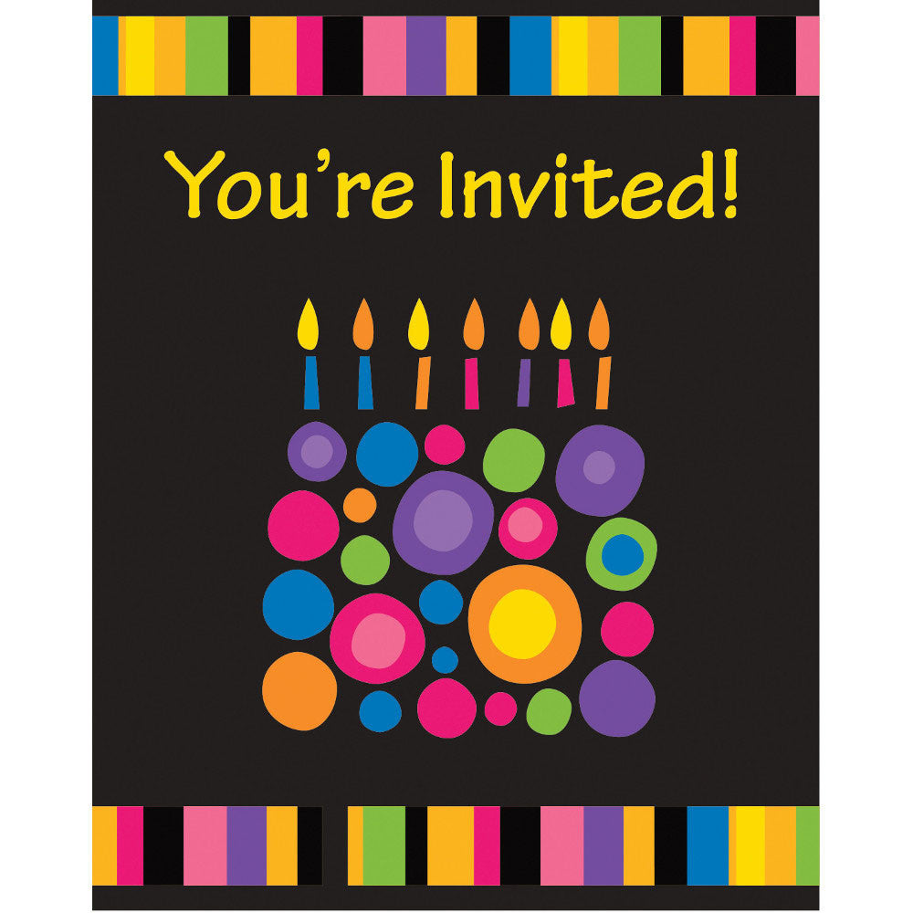 Birthday Cake Dots Invitations (8ct)
