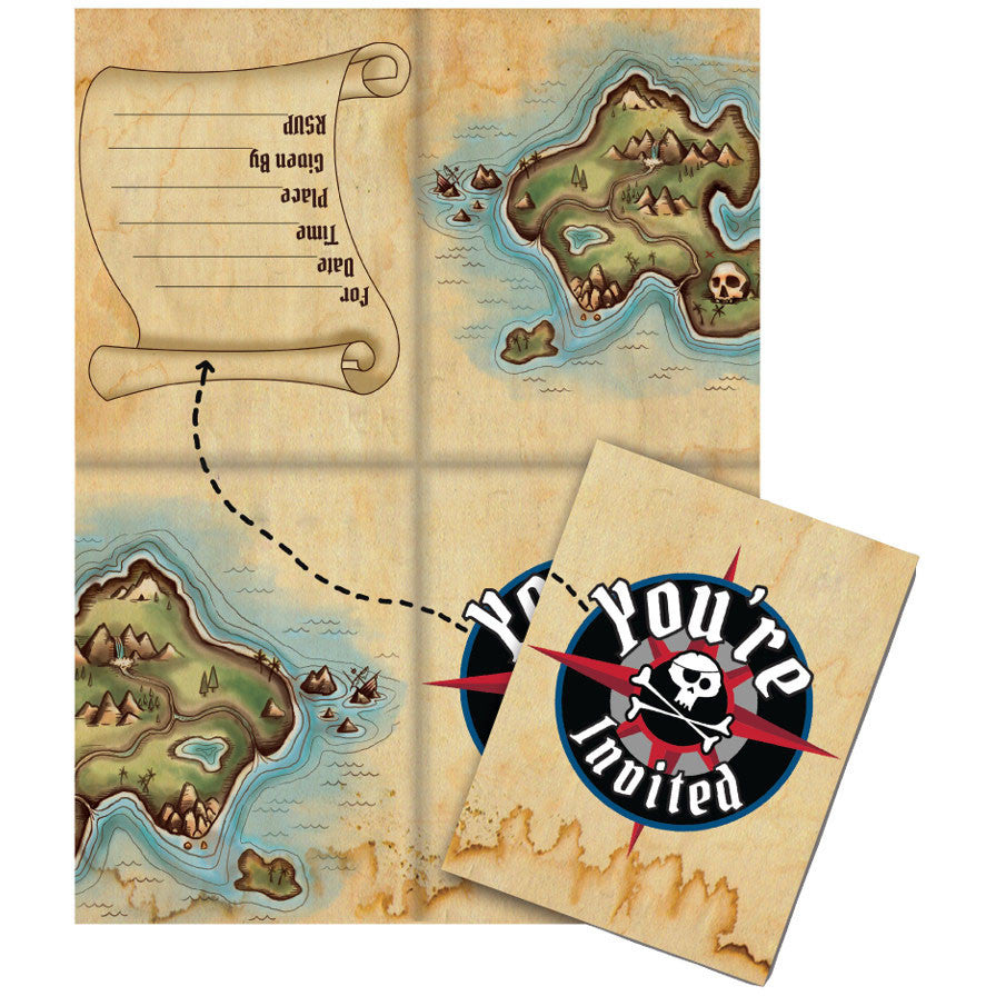 Pirates Map Invitation, Diecut