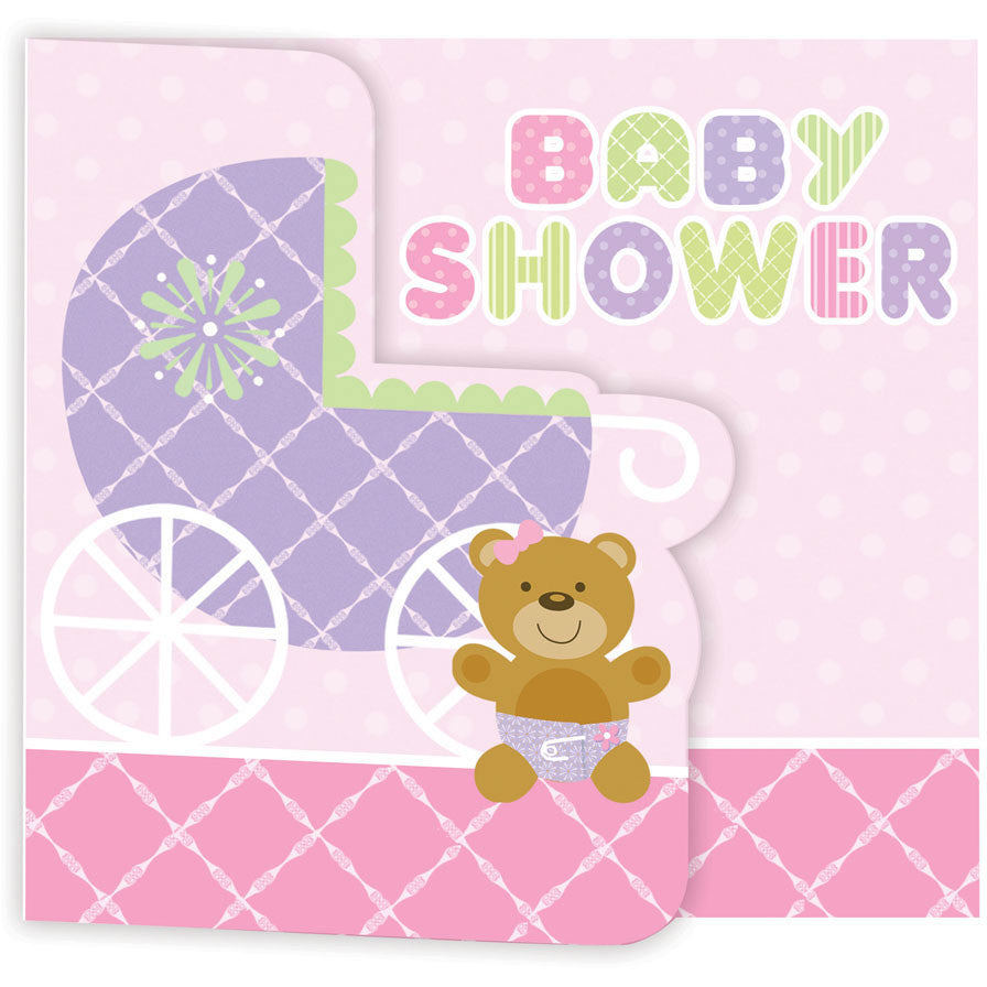 Teddy Bear Pink Invitation, Gatefold