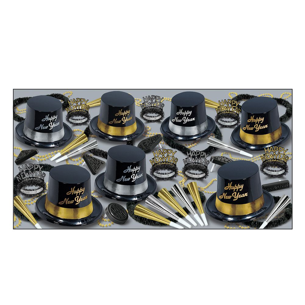 Ziggos Party Elegant Economy Black & Gold New Years Party Kit for 10