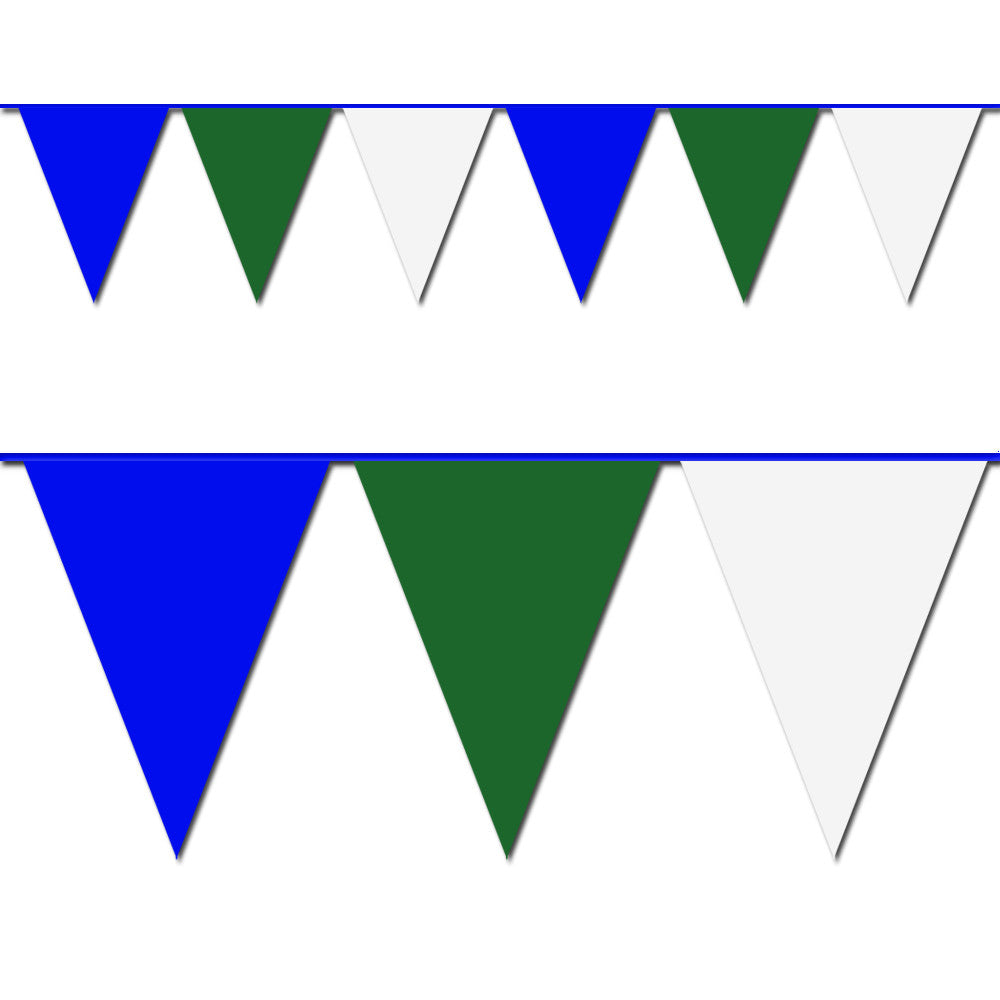 100' Blue, Green & White Pennant Flag