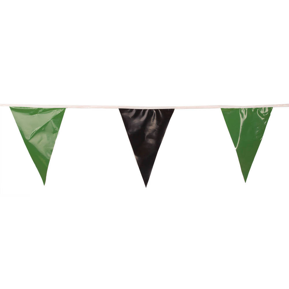 Black and Green Triangle Pennant Flag 100 Ft.