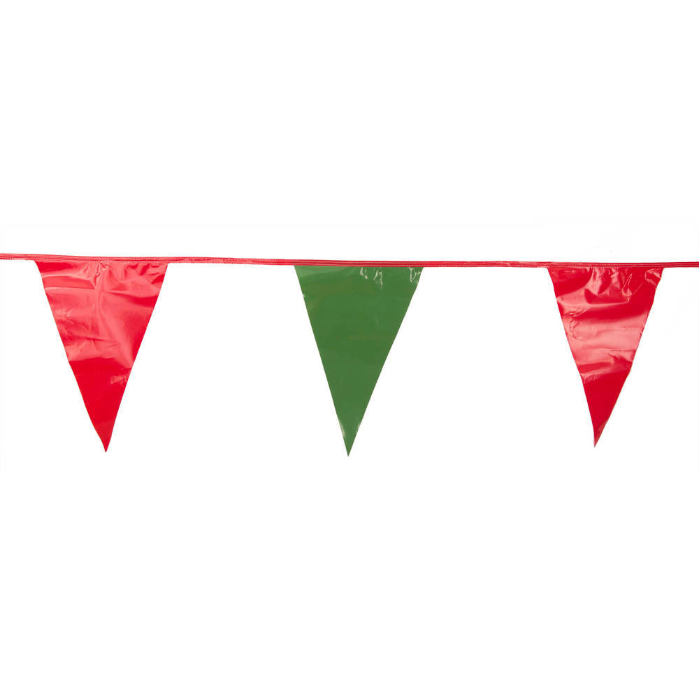 Green and Red Triangle Pennant Flag 100 Ft.