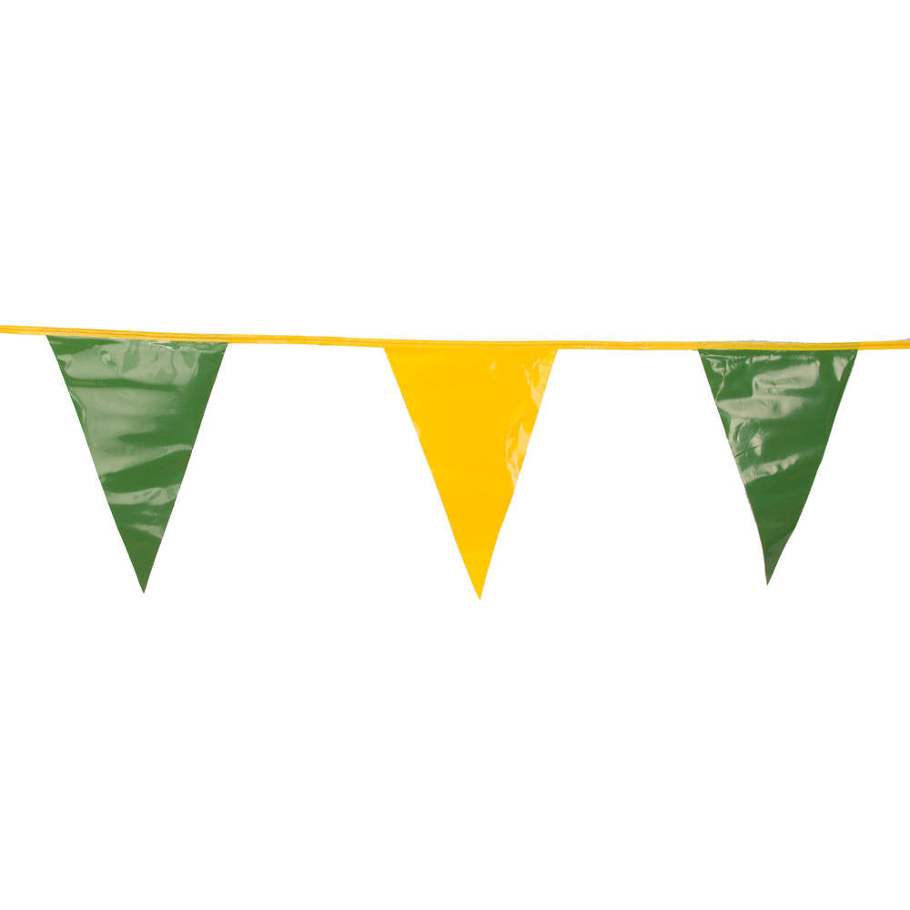 Green and Yellow Triangle Pennant Flag 100 Ft.