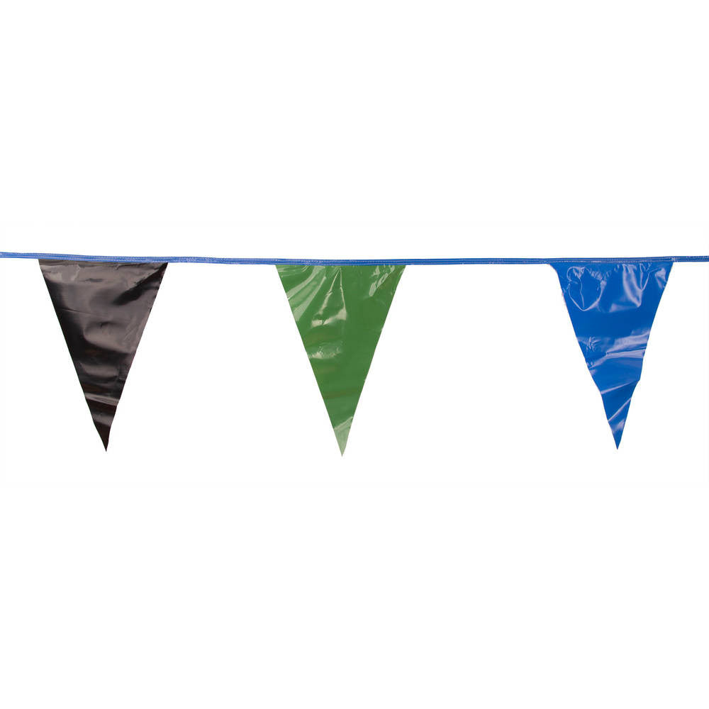 Black, Blue and Green Triangle Pennant Flag 100 Ft.