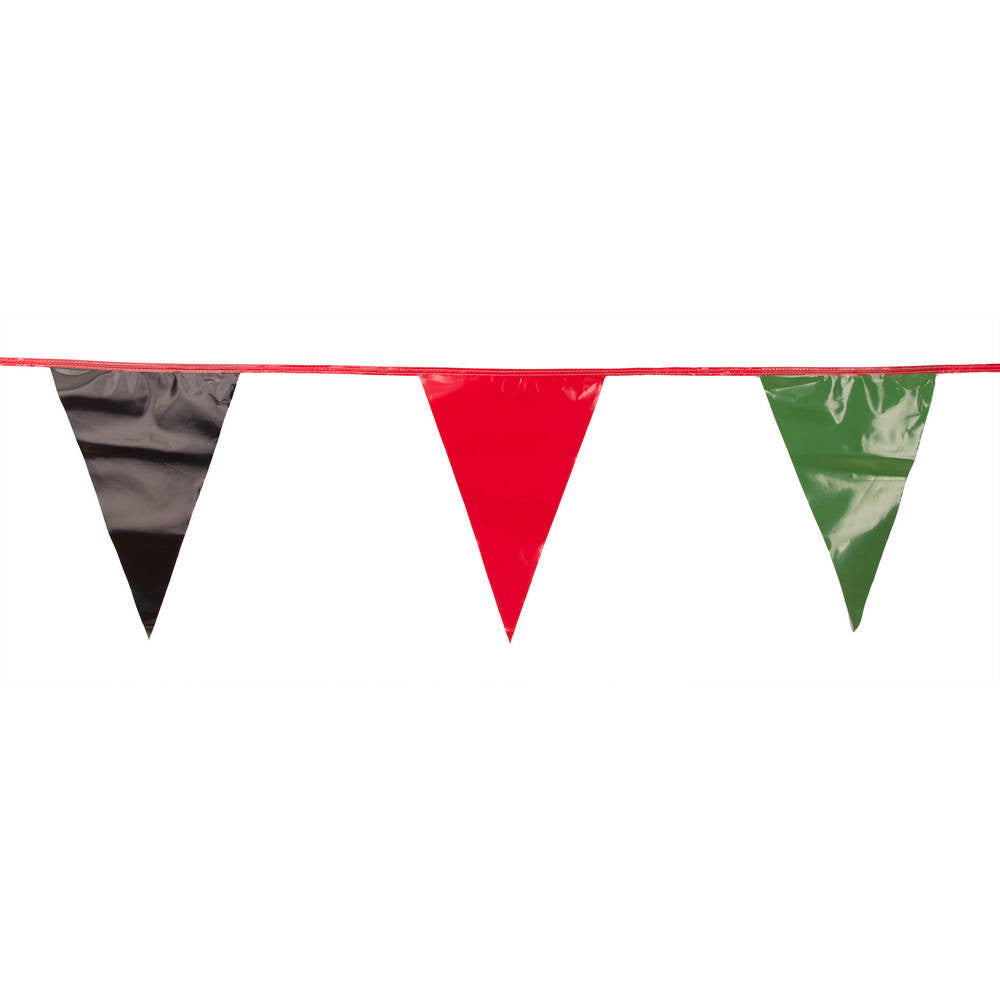 Black , Green and Red Triangle Pennant Flag 100 Ft.