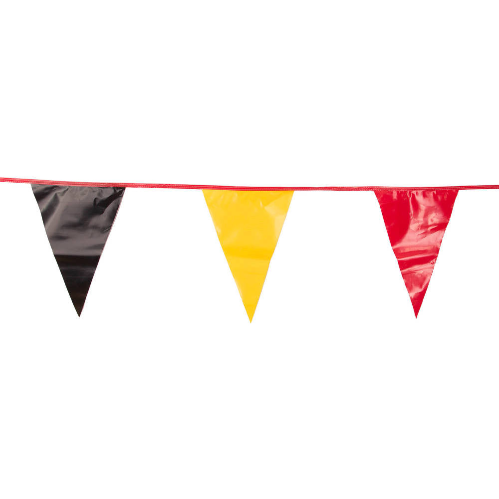 Black , Red and Yellow Triangle Pennant Flag 100 Ft.