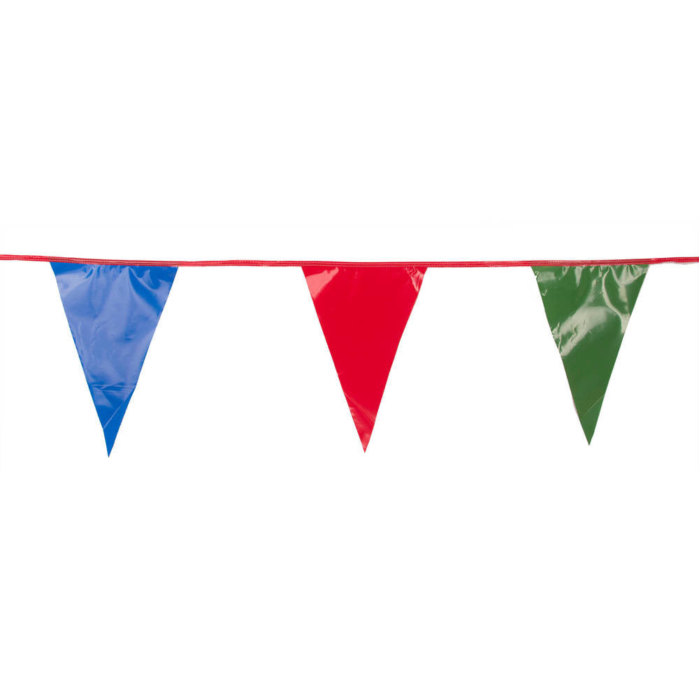 Blue, Green and Red Triangle Pennant Flag 100 Ft.