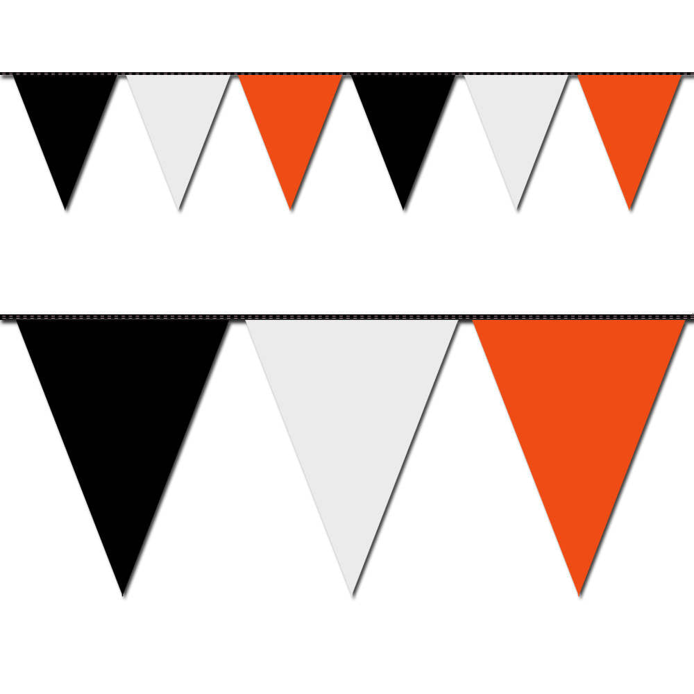 Blue, White and Orange Triangle Pennant Flag 100 Ft.