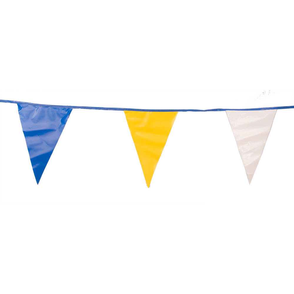 Blue, White and Yellow Triangle Pennant Flag 100 Ft.