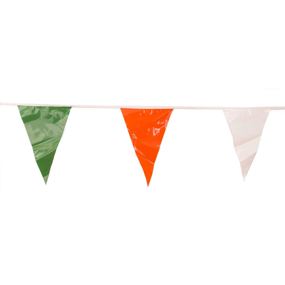 Green, White and Orange Triangle Pennant Flag 100 Ft.