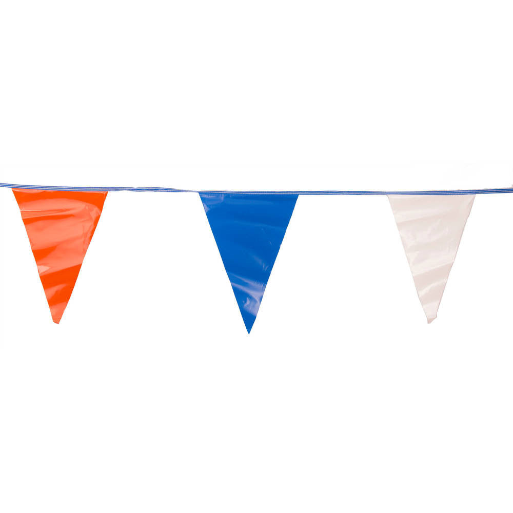 Orange, White and Red Triangle Pennant Flag 100 Ft.