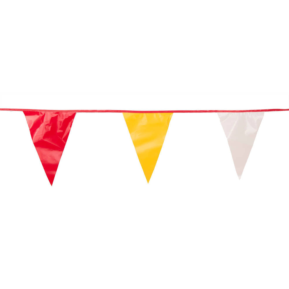 Red, White and Yellow Triangle Pennant Flag 100 Ft.