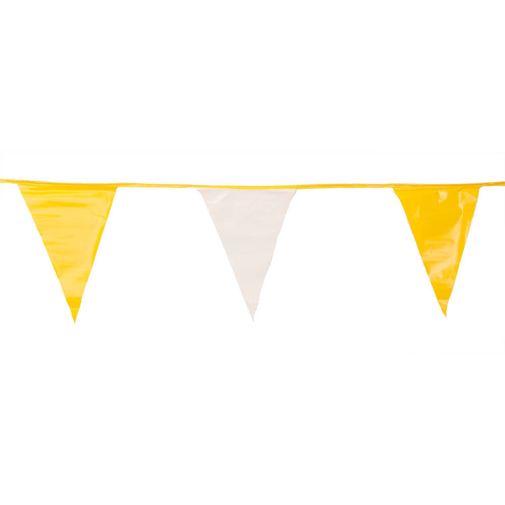 Yellow and White Triangle Pennant Flag 100 Ft.