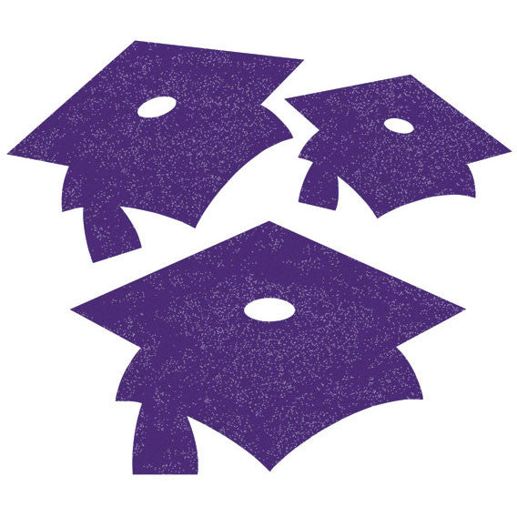 Purple Mini Grad Cap Cutouts (12 ct)