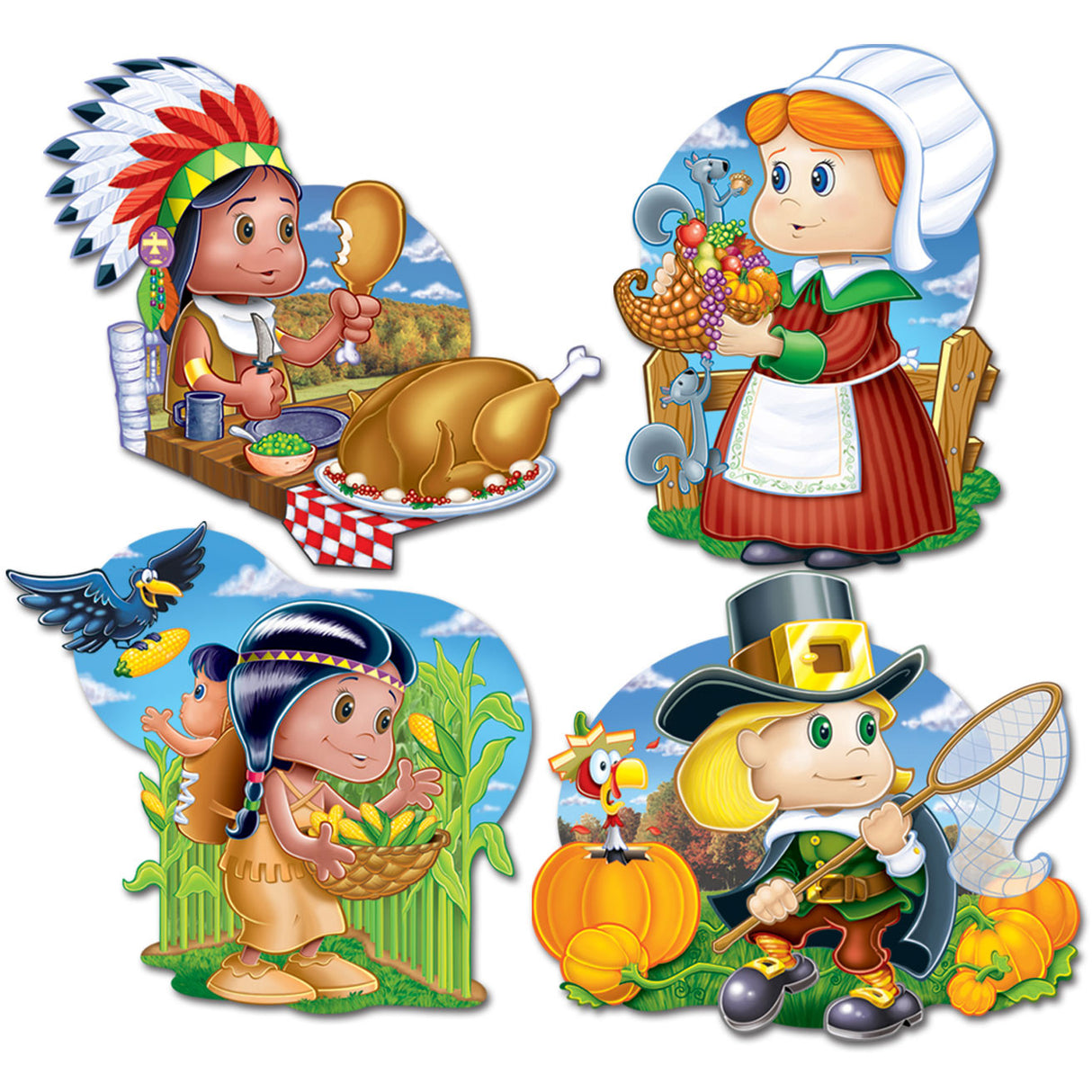 12" Thanksgiving Kiddie Cutouts