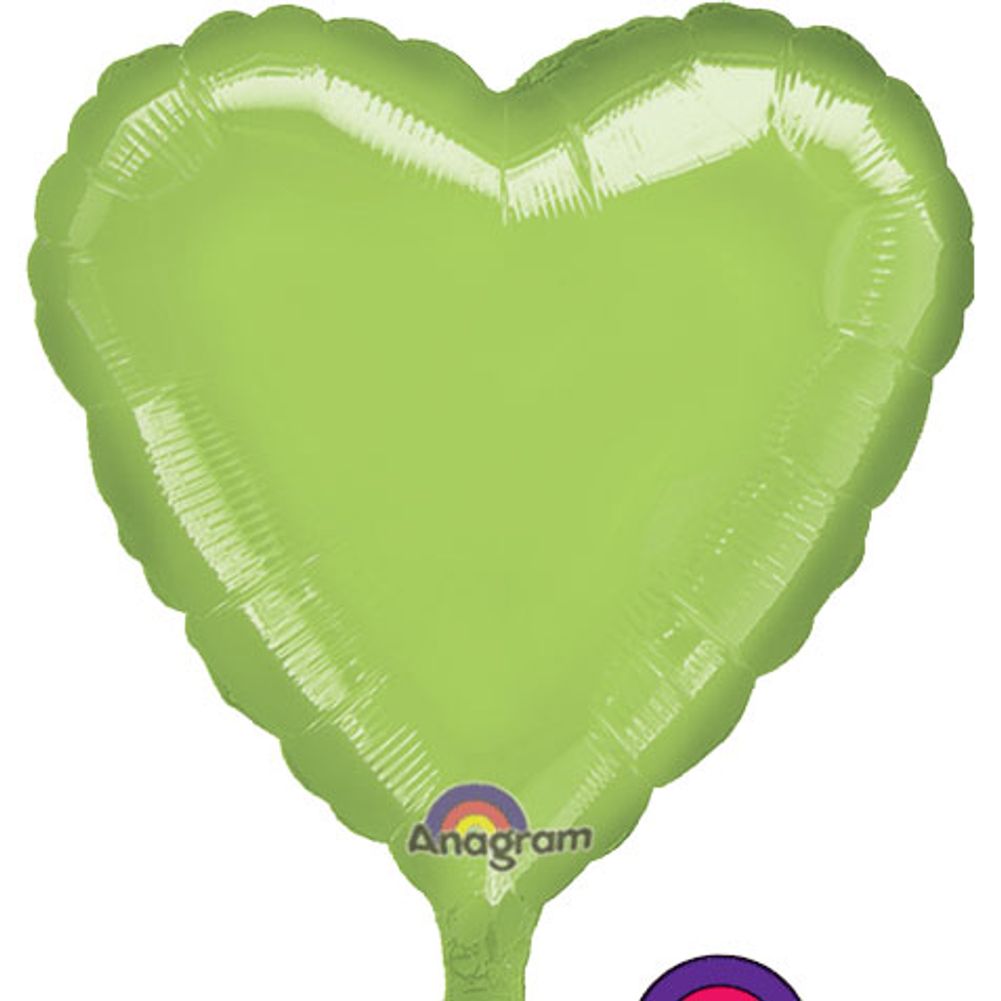 18" Metallic Lime Green Heart Balloon (1 ct)