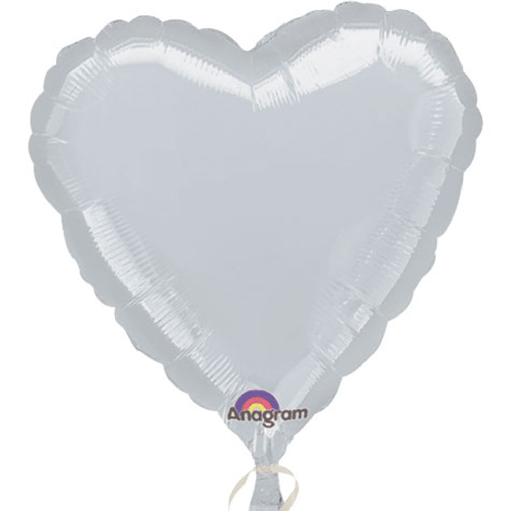 18" Metallic Silver Heart Anagram Balloon (1 ct)