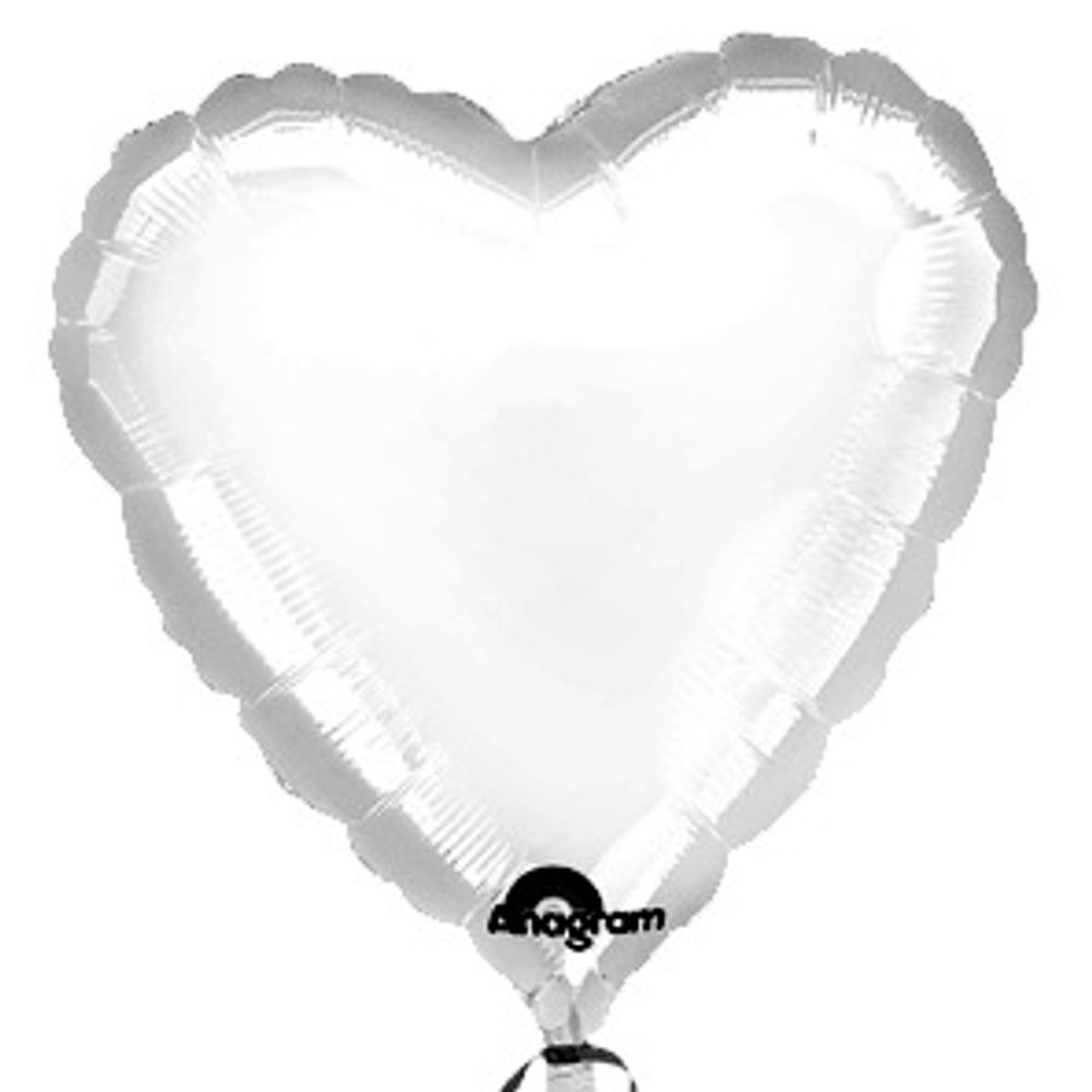 18" Opaque White Heart Balloon (1 ct)