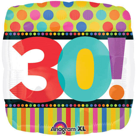 18" Birthday Dots & Stripes 30