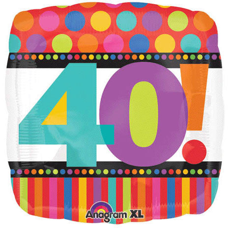 18" Birthday Dots & Stripes 40