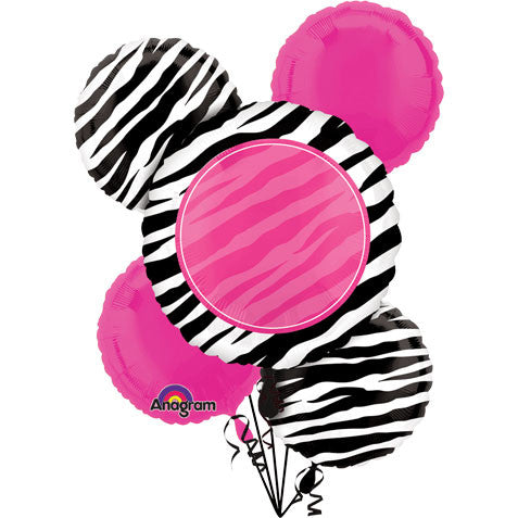 Zebra Party  Bouquet of Balloons (5pc)