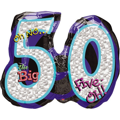 Oh No Birthday 50 Super Shape Prismatic Balloon (1 ct)
