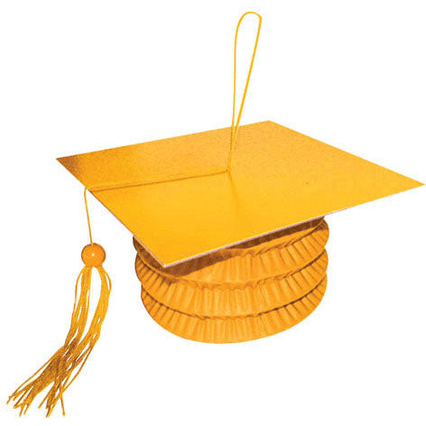 Orange Grad Cap Paper Lantern Weight Balloon (1 ct)