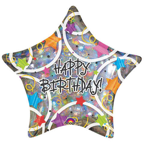19" Happy Birthday Stars Holographic