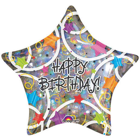 32" Happy Birthday Stars Holographic