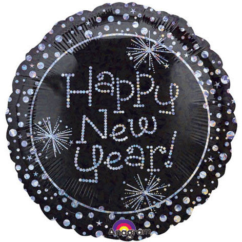 18" New Year Sparkles Prismatic Foil Balloon