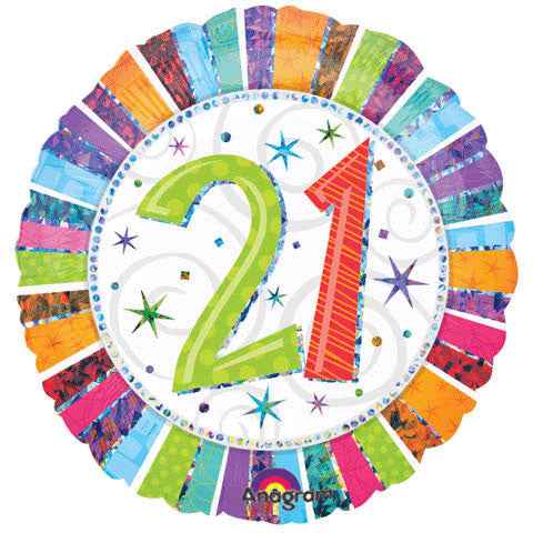 18" Radiant Birthday 21 Prismatic