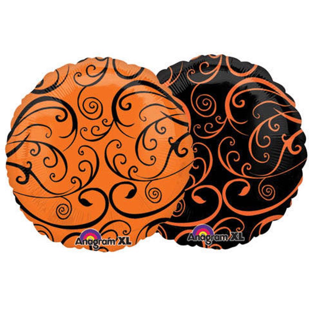 18" Orange & Black Foil Balloon