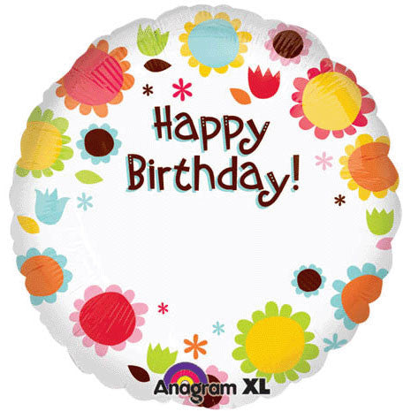 18" Happy Birthday Flowers Personalized