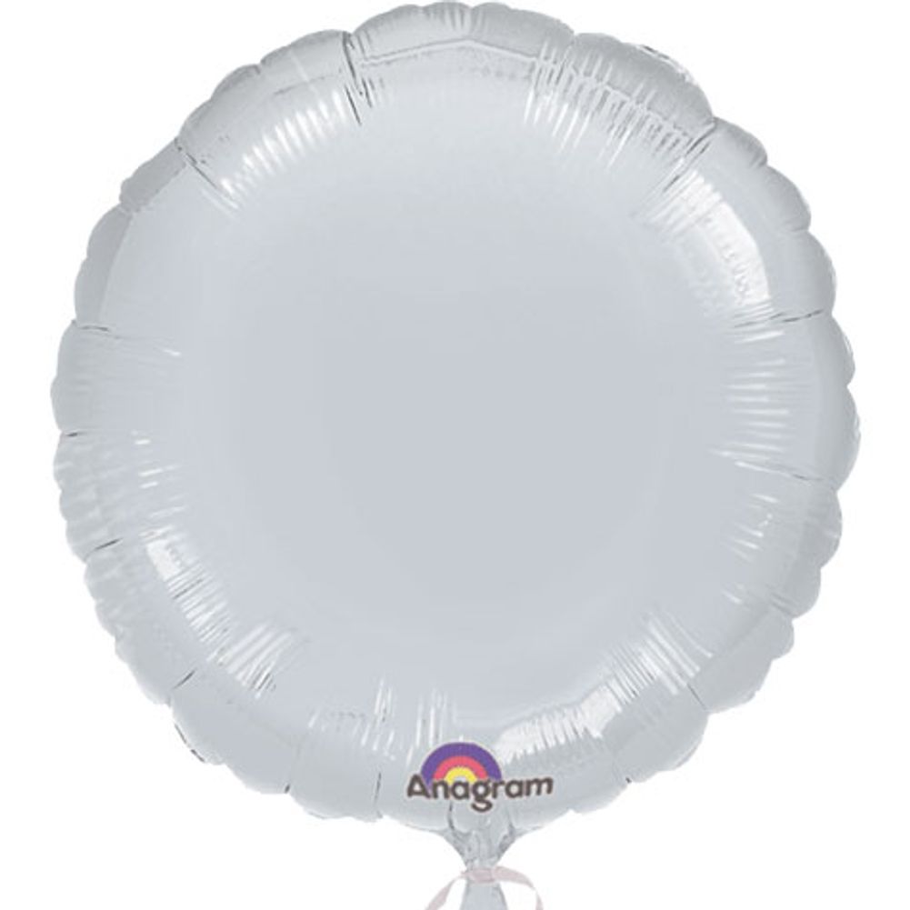 18" Metallic Silver Round Anagram Balloon (1 ct)