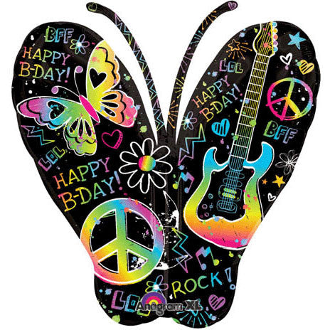 Neon Birthday Butterfly Super Shape