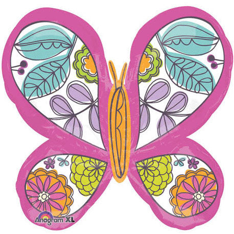 Pink Floral Butterfly Super Shape