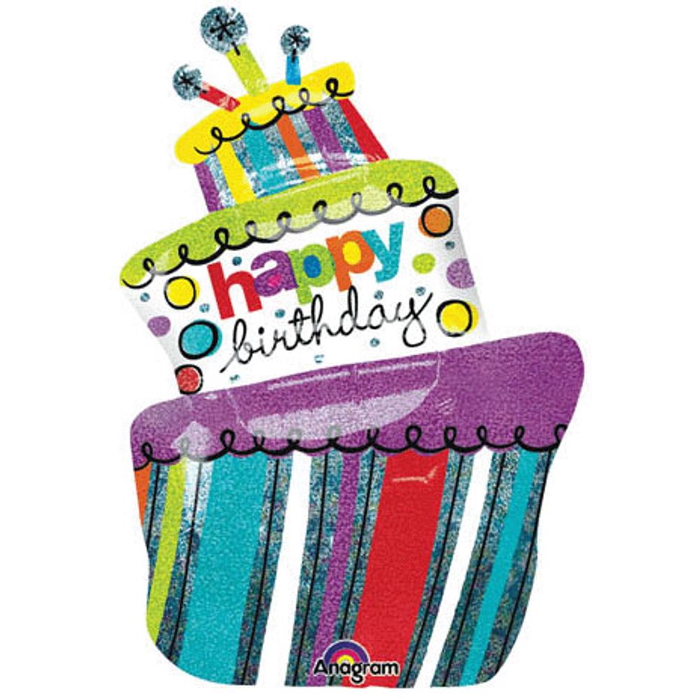 Funky Birthday Cake Holographic Super Shape