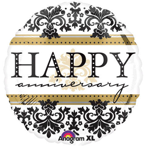 18" Happy Anniversary Damask