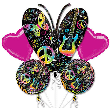 Neon Birthday Bouquet of Balloons (5pc)