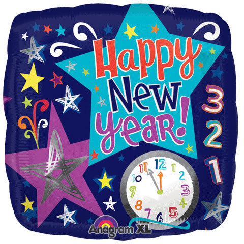 18" Count Down New Year Stars Foil Balloon