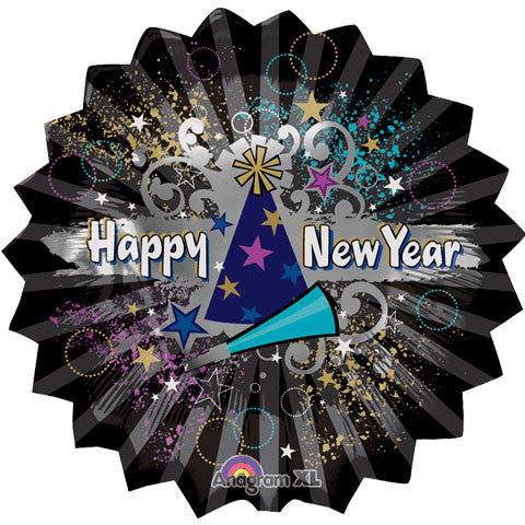 18" New Year's Celebration Explosion Junior Shape Foil Balloon