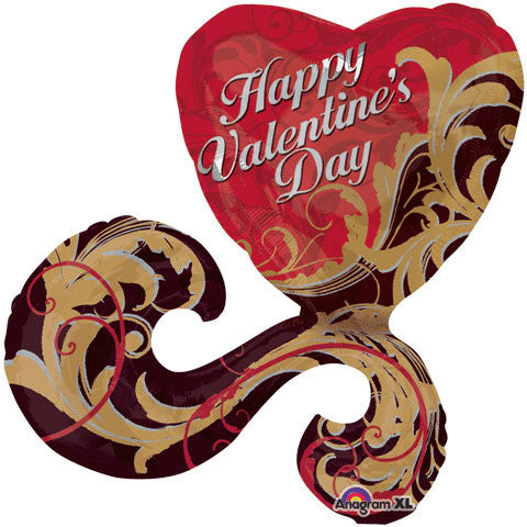 Gold Damask Valentine Super Shape