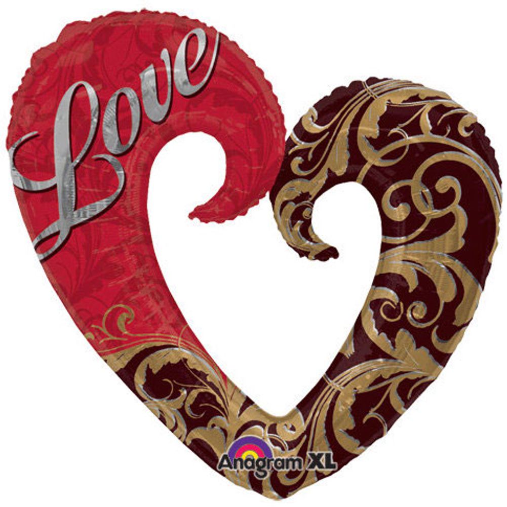 Gold Damask Love Super Shape Foil Balloon