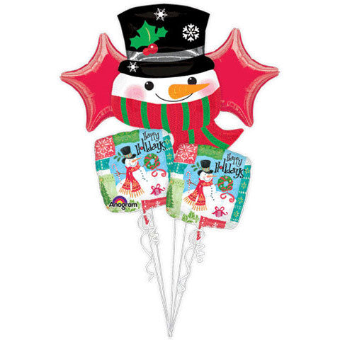 Happy Holidays Snowman Bouquet of Balloons (5pc)