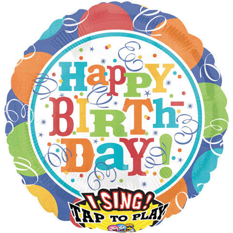 28" Balloons & Streamers Birthday Sing-a-tune