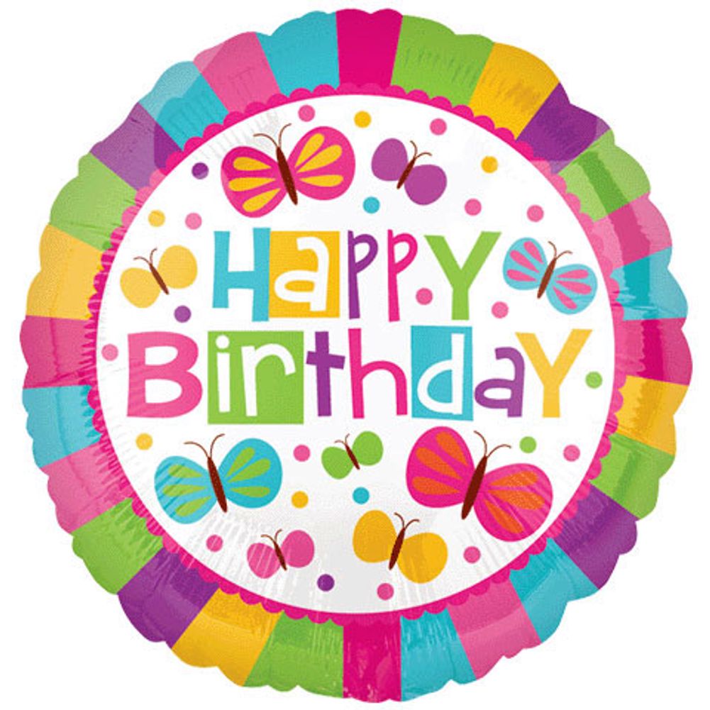 18" Happy Birthday Butterflies Vlp