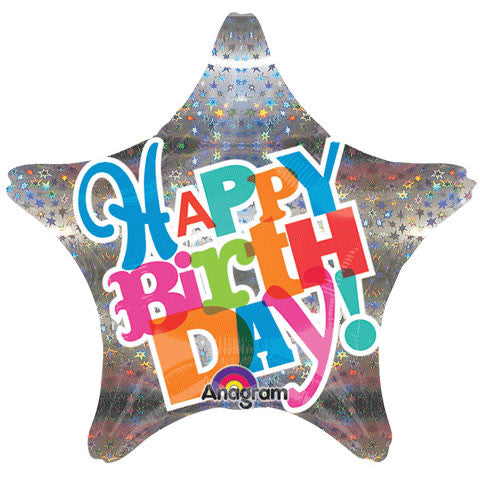 18" Bright Type Sparkle Birthday Holographic