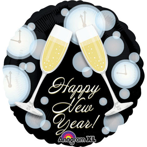 18" New Year Bubbles Foil Balloon